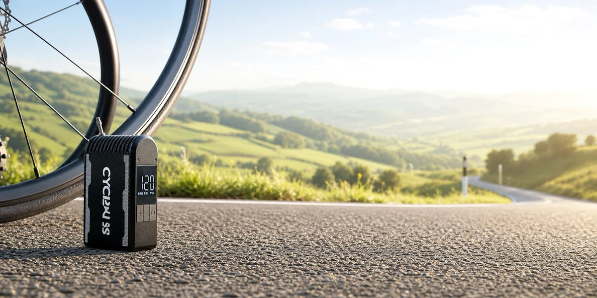 The CYCPLUS A2S compact electric tyre inflator