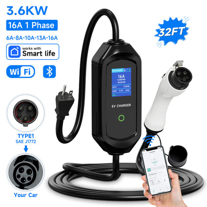 EV Charger - Type 2 to 3 Pin Commando Plug, Adjustable Current 8/10/13/16/32A, 6