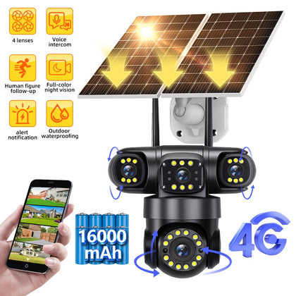 6MP Triple-Lens Triple-Screen PTZ IP Outdoor HD WiFi Security Camera with 10x