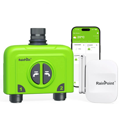 RAINPOLRRIG 2-Zone Smart WiFi Water Timer & Hub