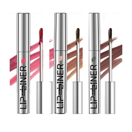 Three-piece peel-off lip liner stain set in rose pink brown and cool cocoa