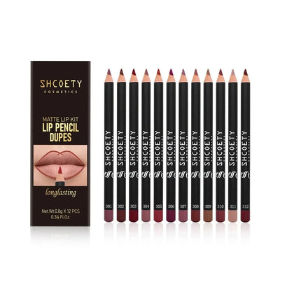 SHCOETY Matte Lip Pencil Kit with 12 Shades