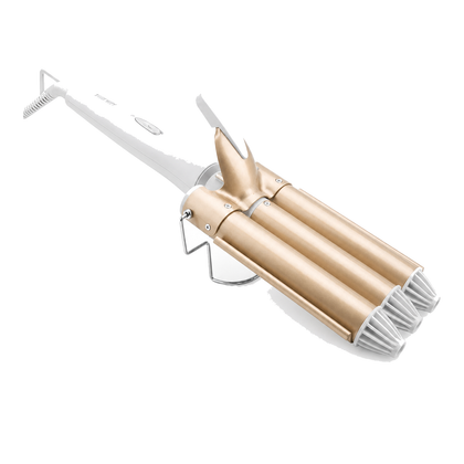 Triple-barrel hair waver on a pure white background