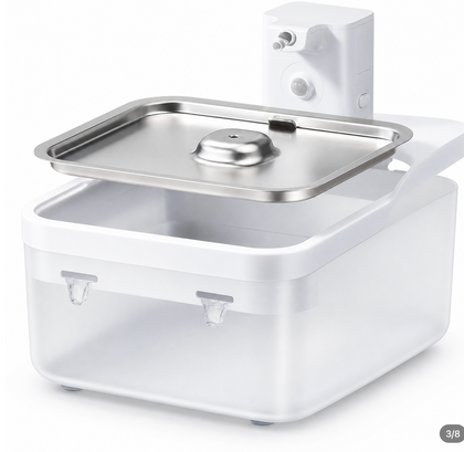 Cordless 2.5L Pet Water Fountain with Stainless Steel Tray — White